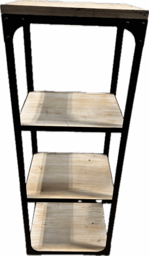 Natural and Black Metal 4 Shelf Tower