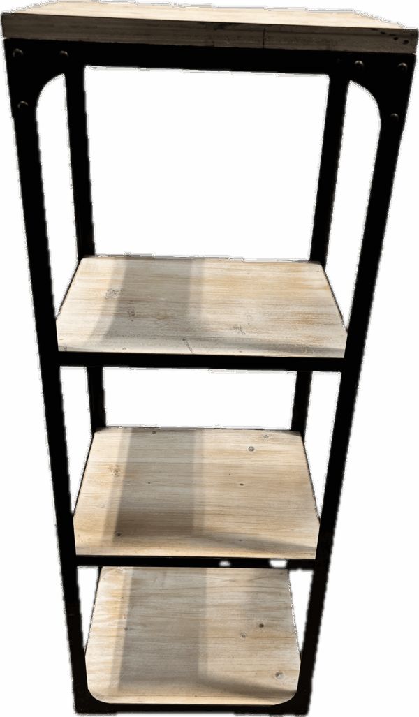 Natural and Black Metal 4 Shelf Tower