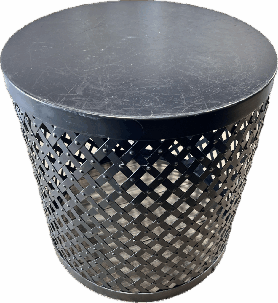 Basket Weave Bronze Drum-Shaped Table