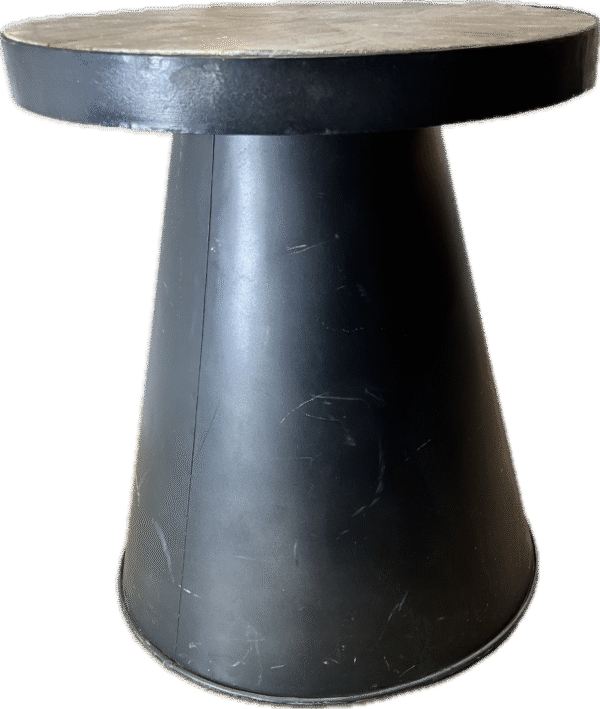 Round Metal Table with Chevron Pattern