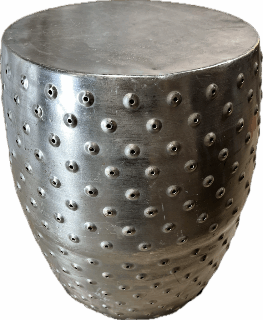 Silver Hobnail Drum-Shaped Table