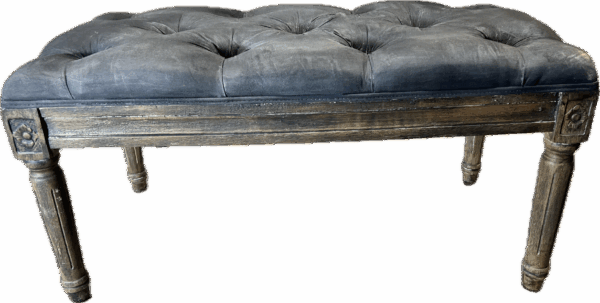 Distressed Tufted Leather Bench