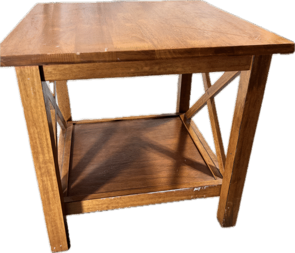 Square Wood Table with X-Shaped Details