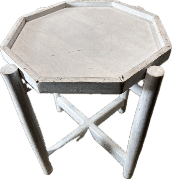 Octagonal White Wood Table with Rustic Finish