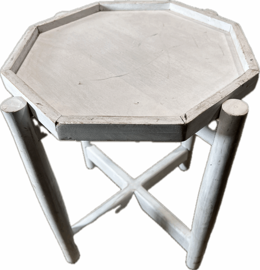Octagonal White Wood Table with Rustic Finish