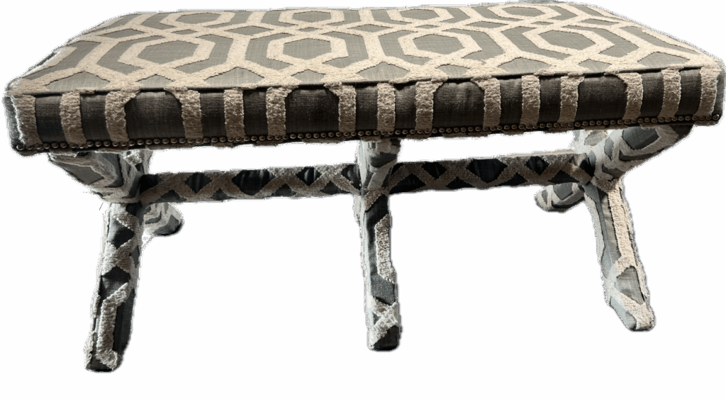 Seafoam Upholstered Patterned Bench