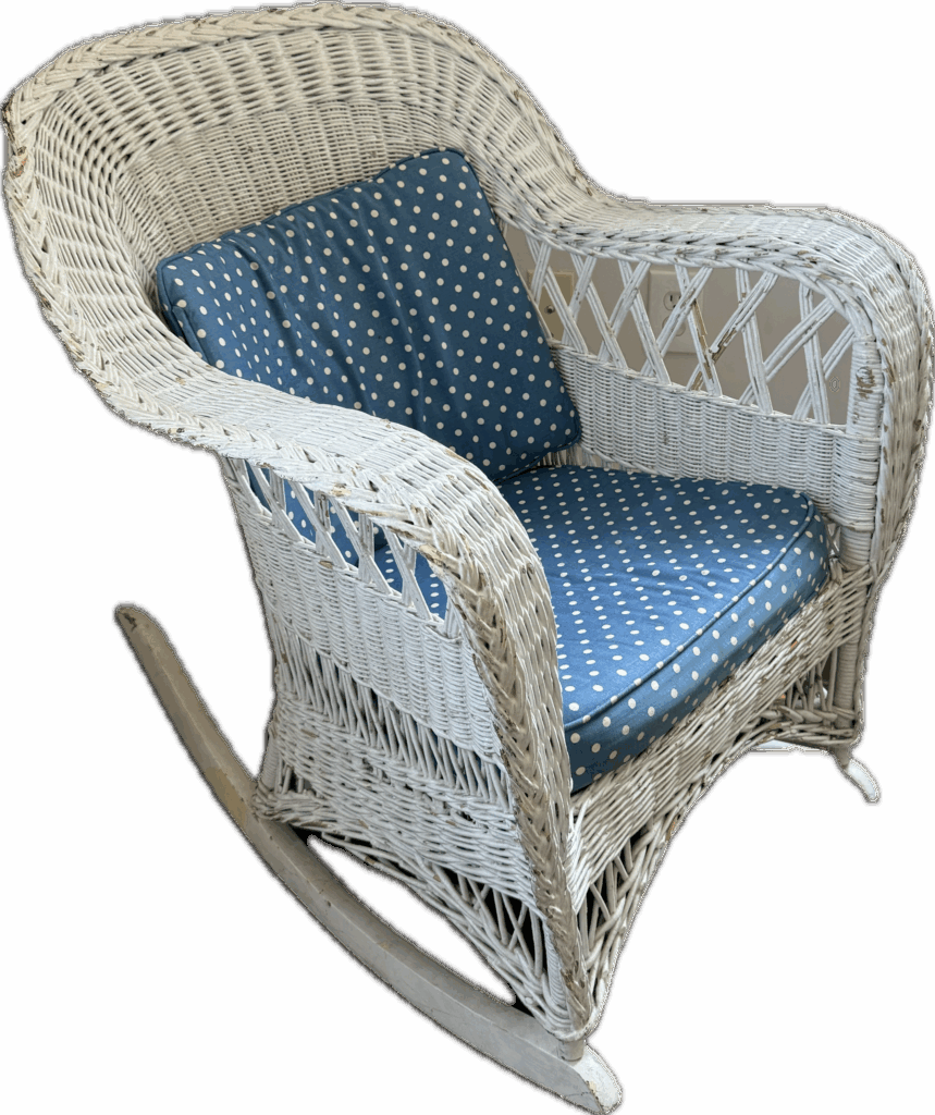 Heirloom White Wicker Rocking Chair