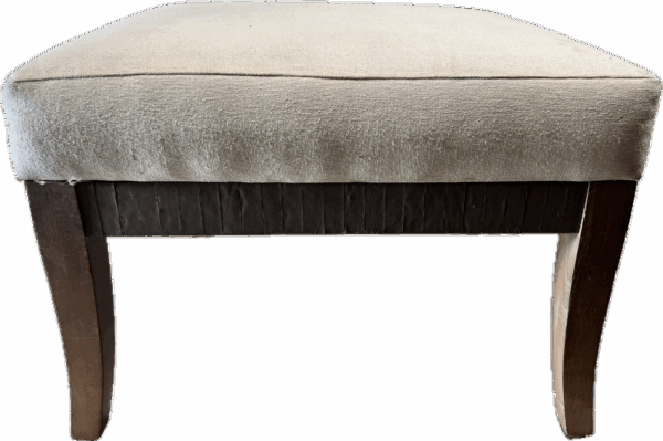 Cream Ottoman with Wood Base