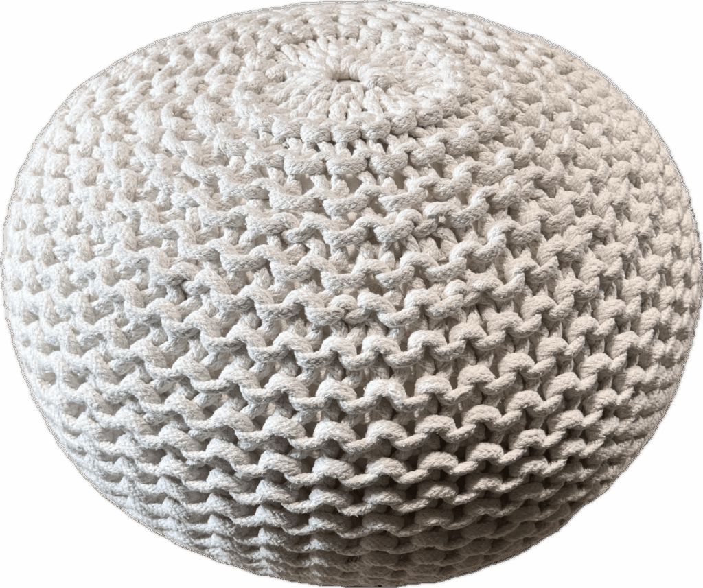 White Crochet Pouf