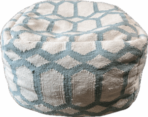 Aqua and White Pattern Pouf