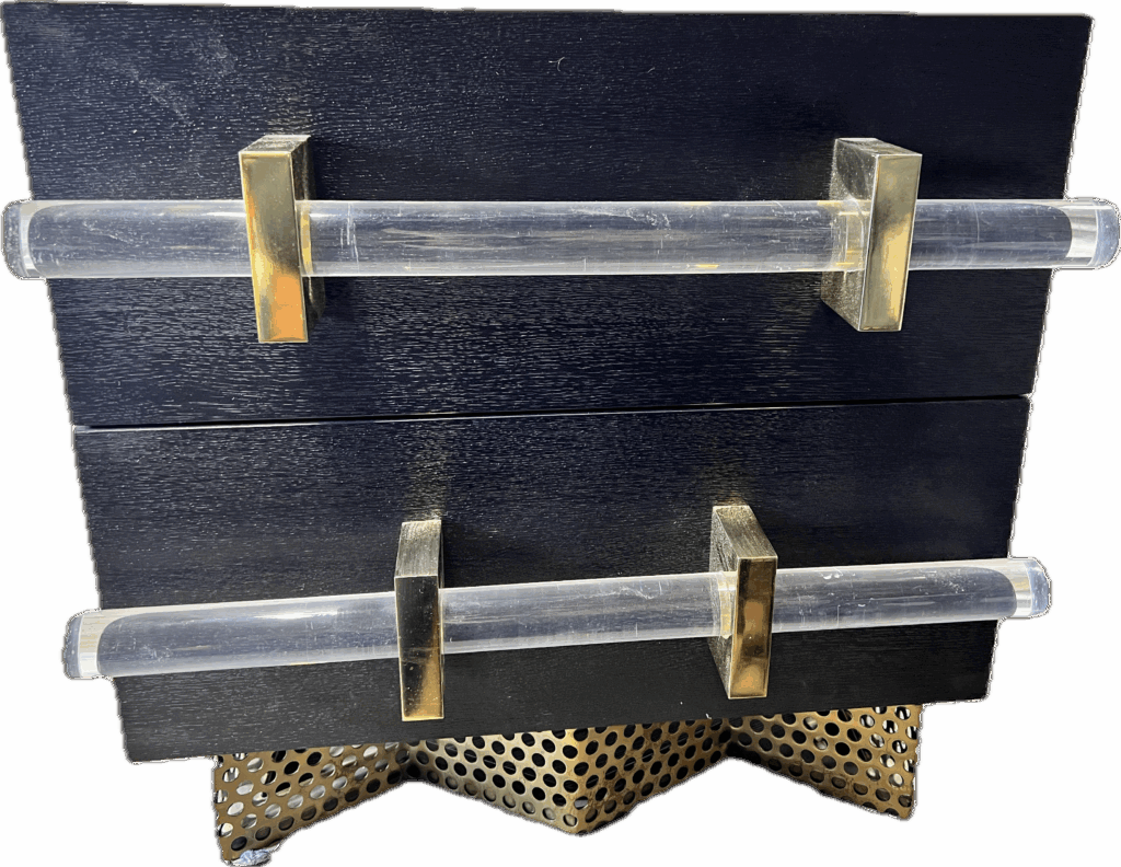 Black Side Table with Gold and Lucite Accents
