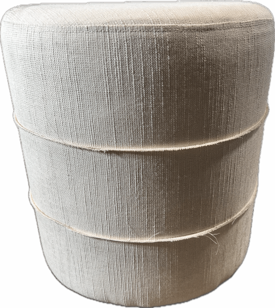 Round Linen Ottoman