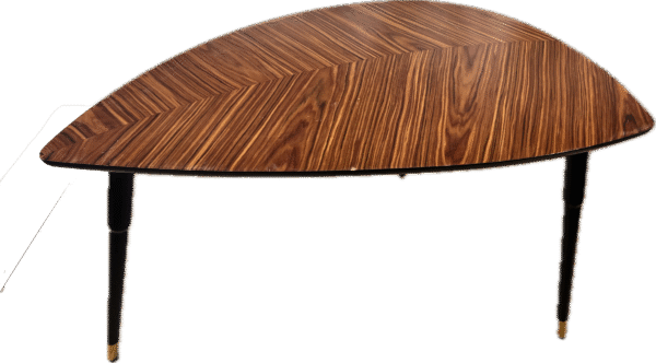 Leaf-Shaped Wood Table with 3 Legs