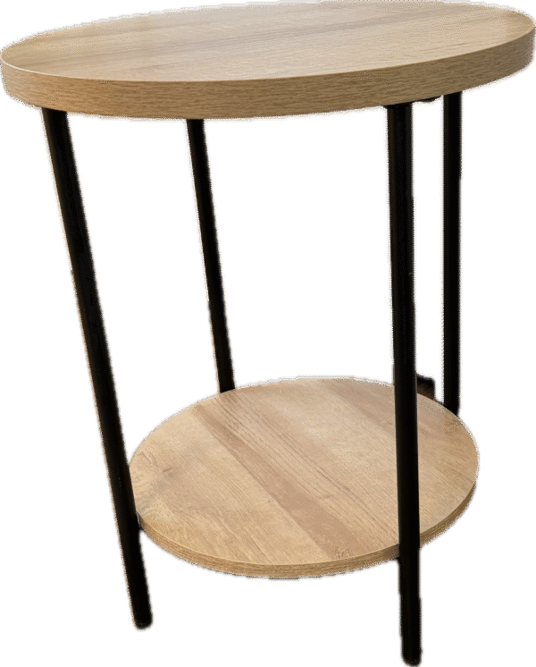 Round Light Wood 2-Tier Table
