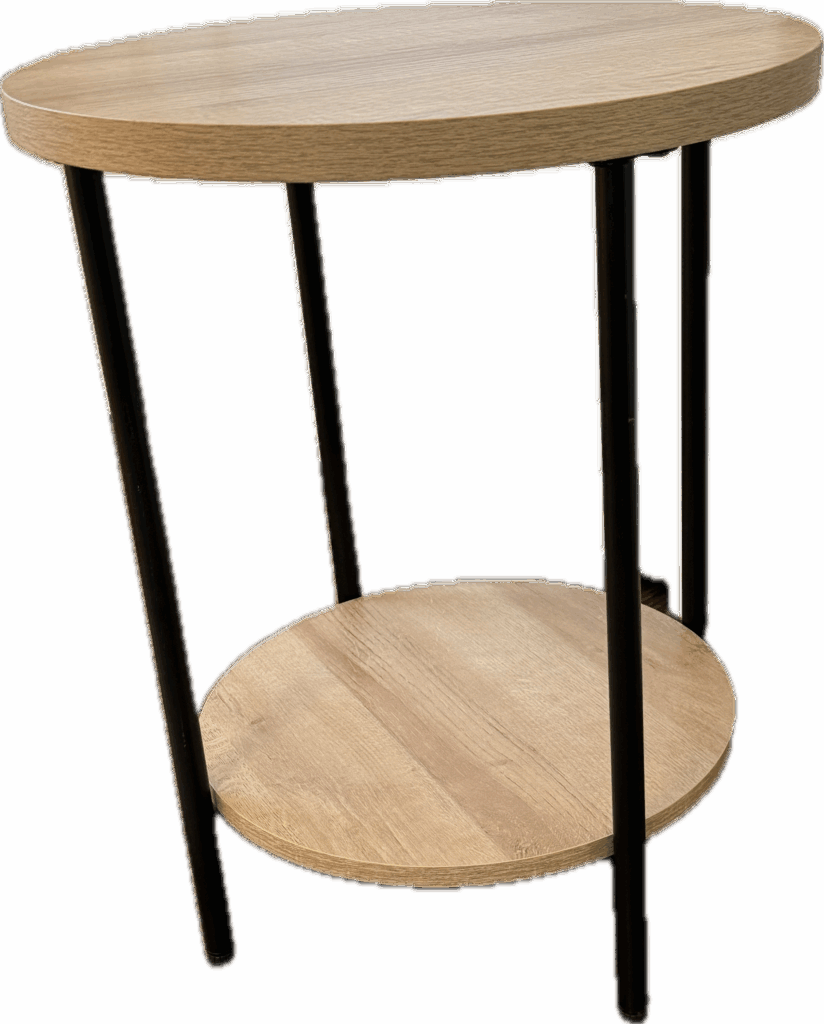 Round Light Wood 2-Tier Table
