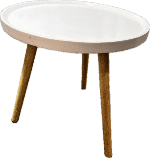 White Table with 3 Wood Legs