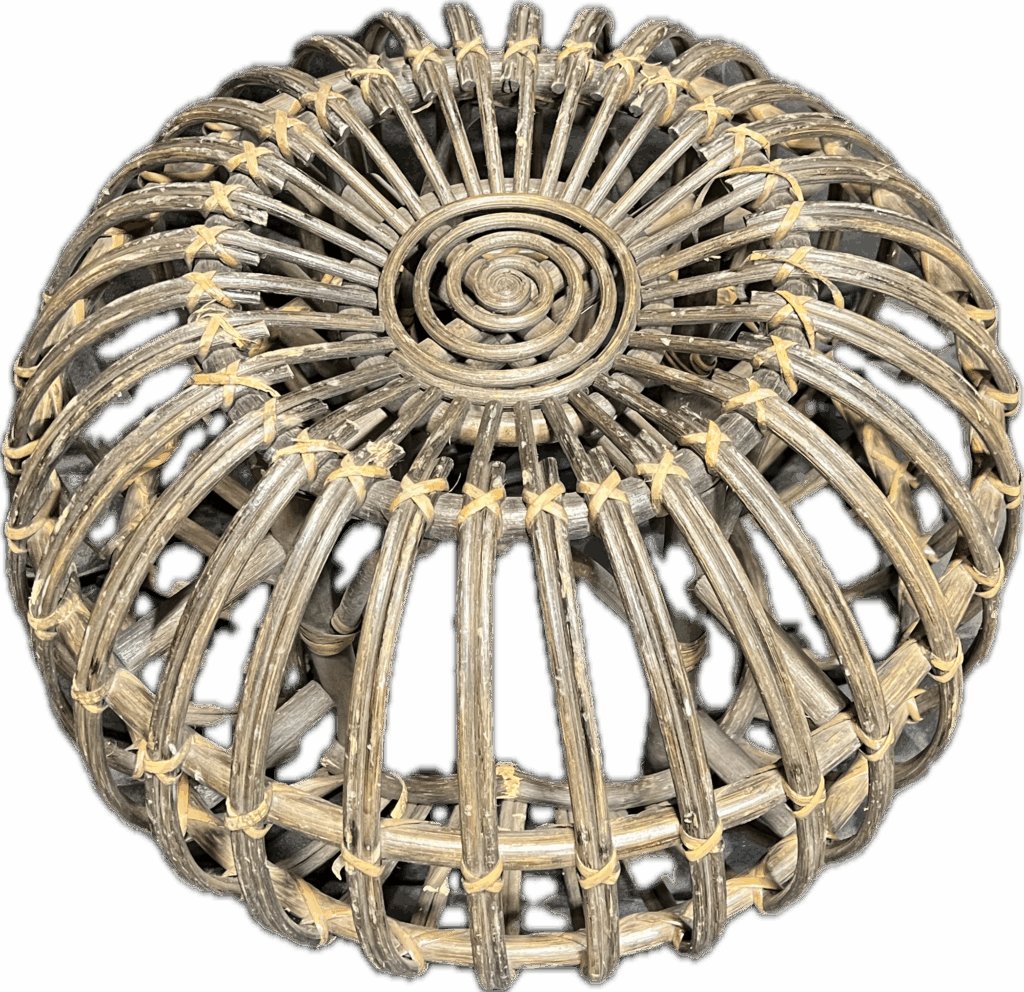 Spherical Bamboo Table with Stitching and Spiral Top