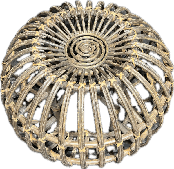 Spherical Bamboo Table with Stitching and Spiral Top