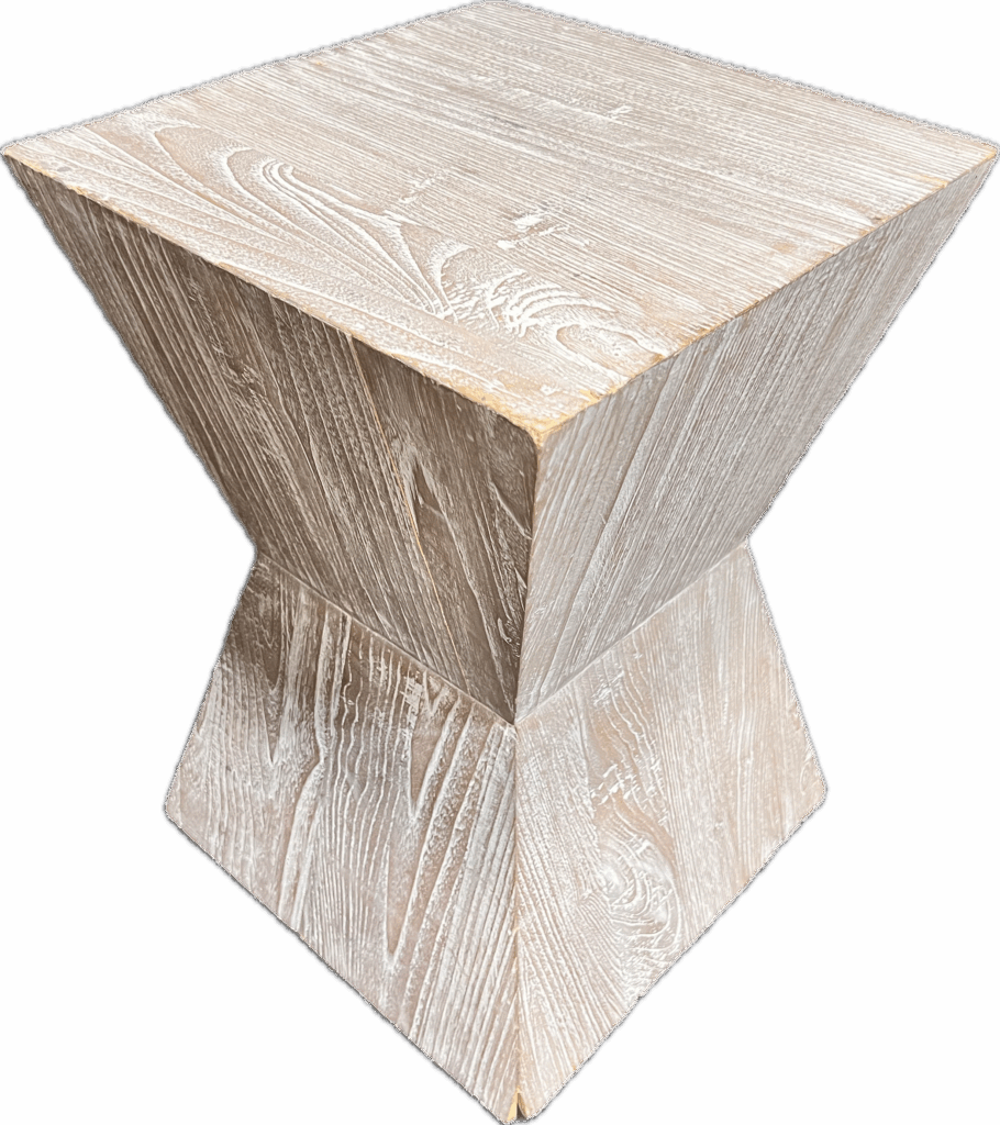 Angular Hourglass Table in Grey Weathered Wood