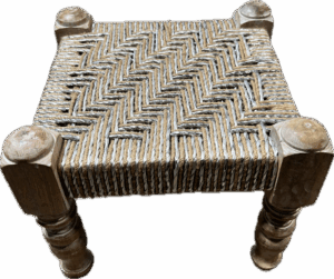 Silver Woven Footstool