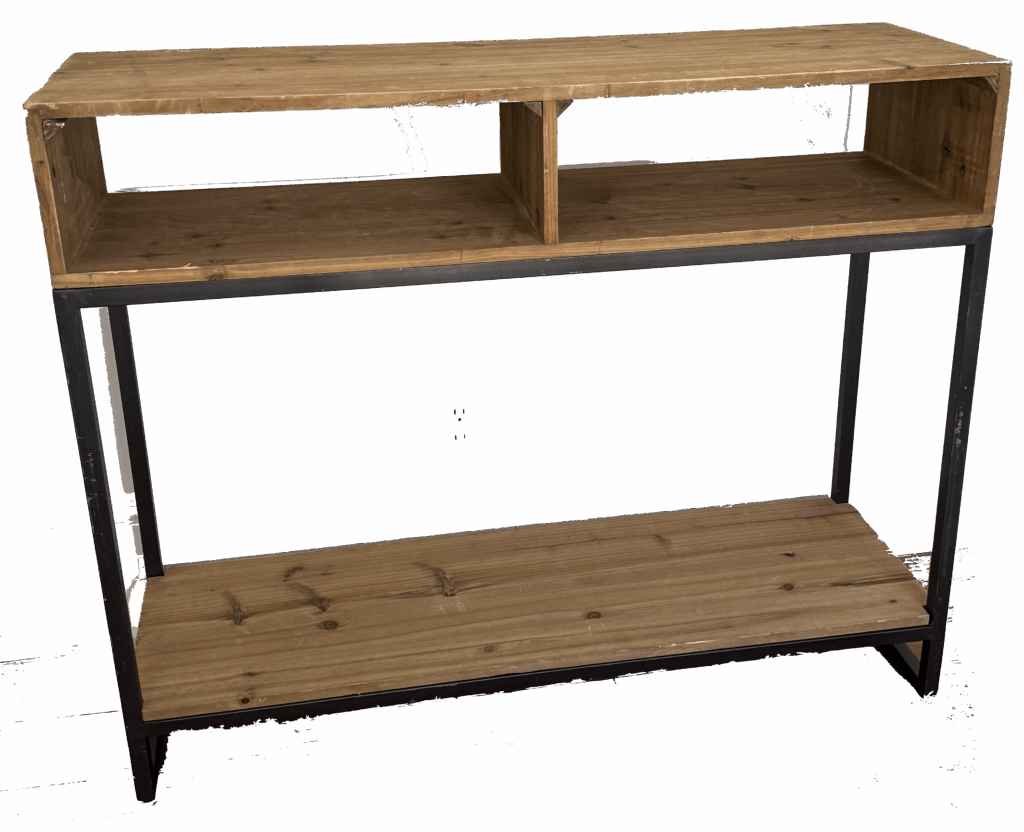 Natural Pine Console Table with Metal Base
