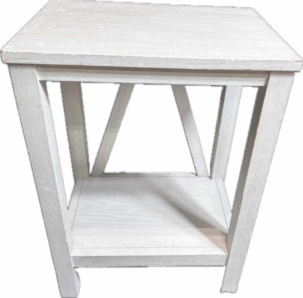 Square 2-Tier Table in White Wood