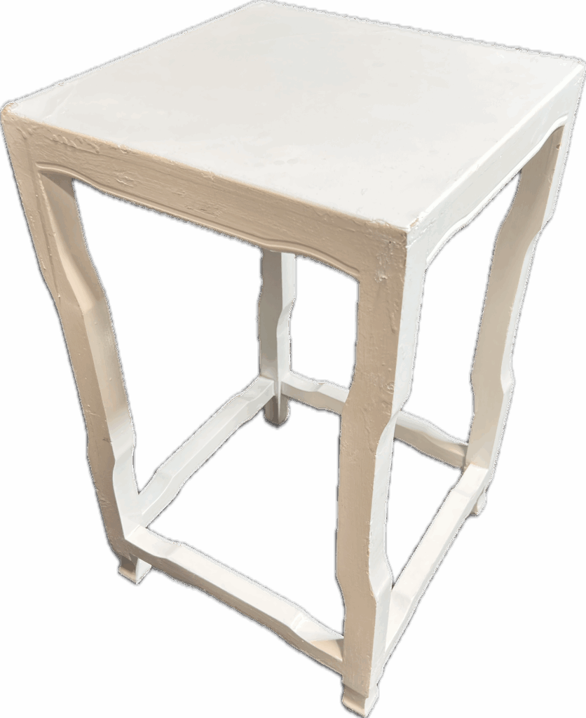White Wood Table with Curved Legs