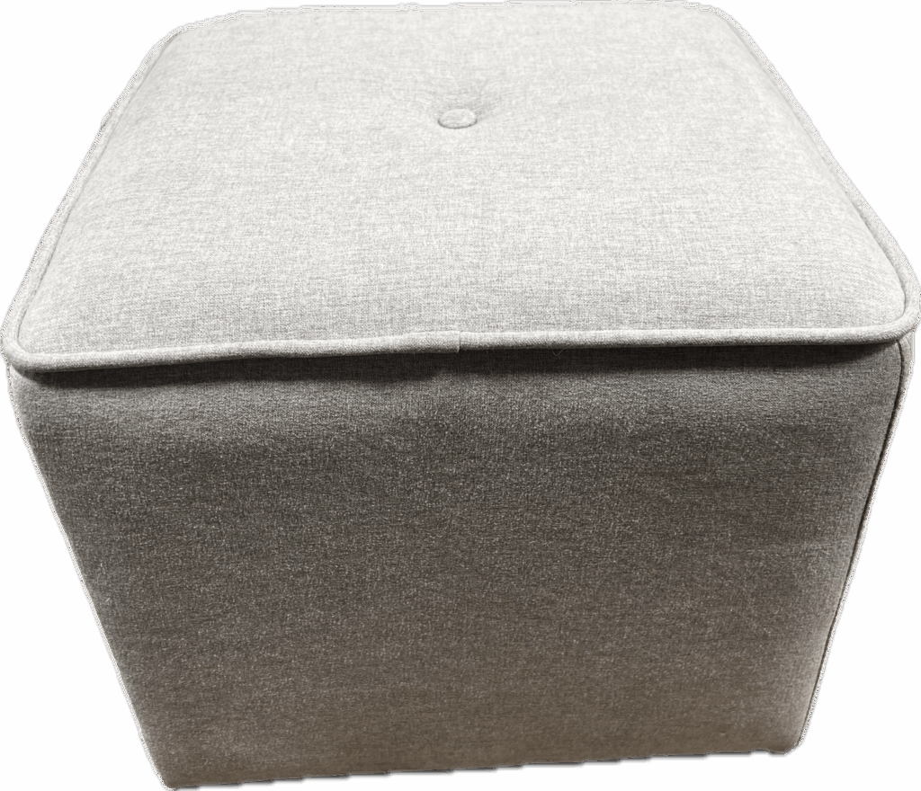 Light Grey Upholstered Button Ottoman