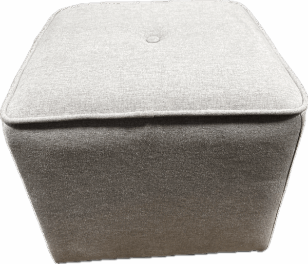 Light Grey Upholstered Button Ottoman
