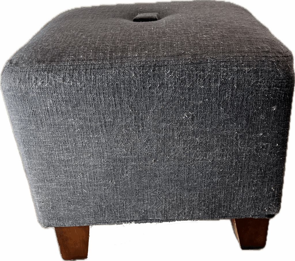 Dark Grey Upholstered Button Ottoman