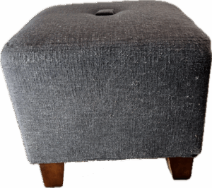 Dark Grey Upholstered Button Ottoman