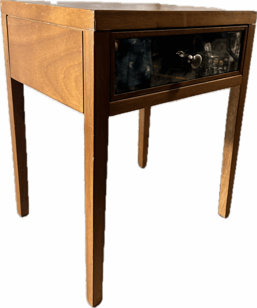 Wood Bedside Table with Mercury Glass Drawer