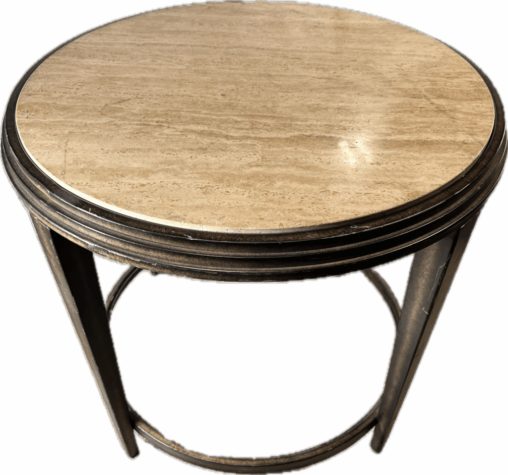 Marble Topped Bronze Side Table