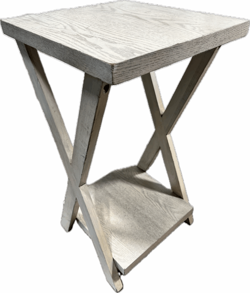 White Wood Table with Square Top and X-Shaped Legs