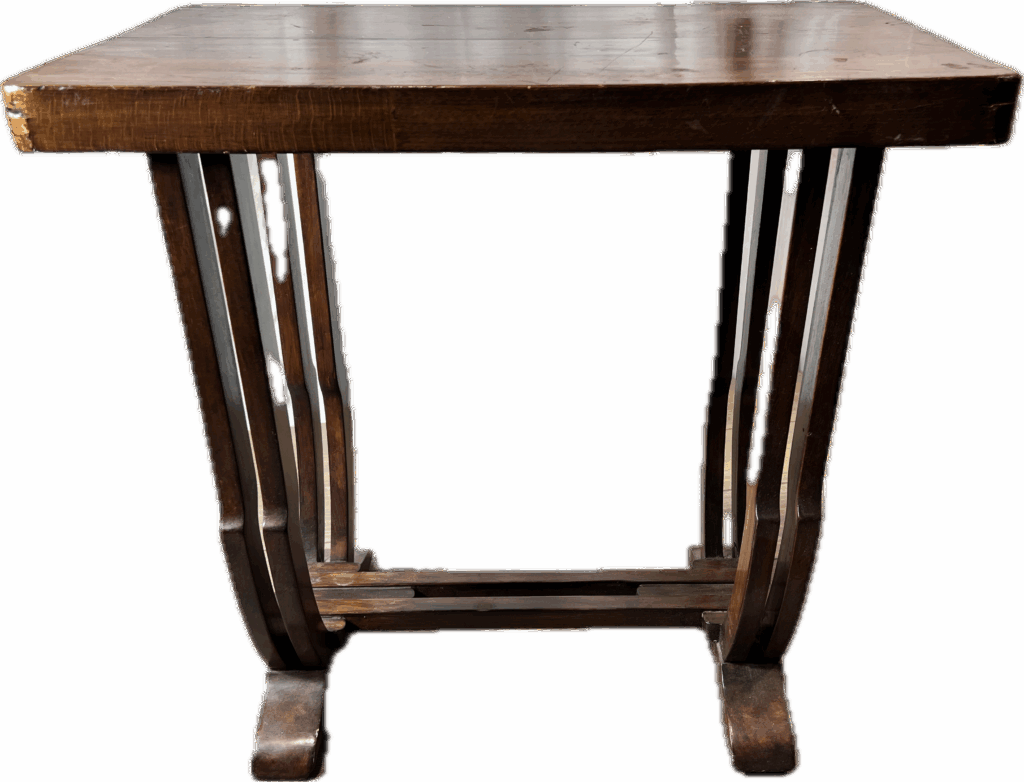 Vintage Dark Wood Table with Curved Legs