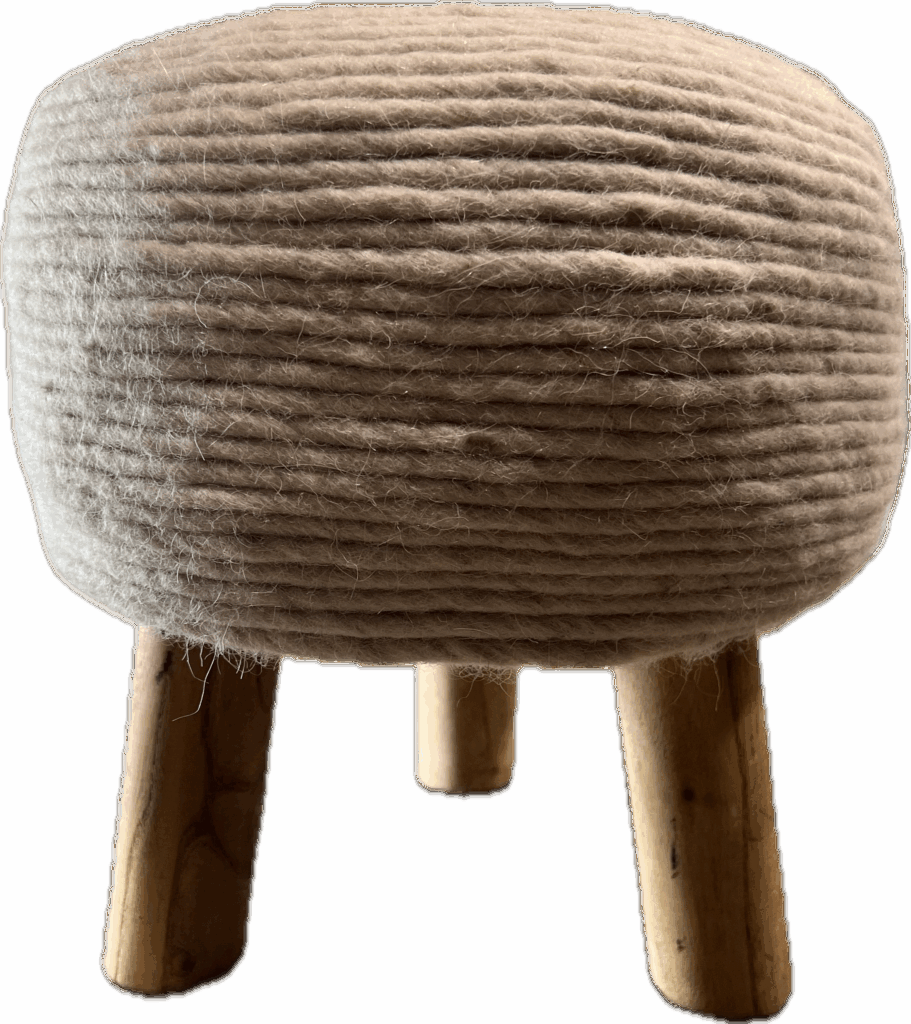Pink Yarn Footstool
