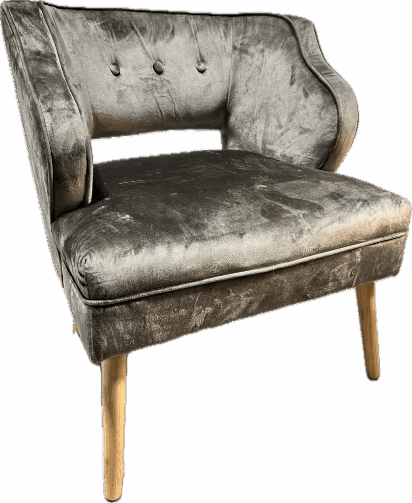 Grey Velvet Cutout Chair