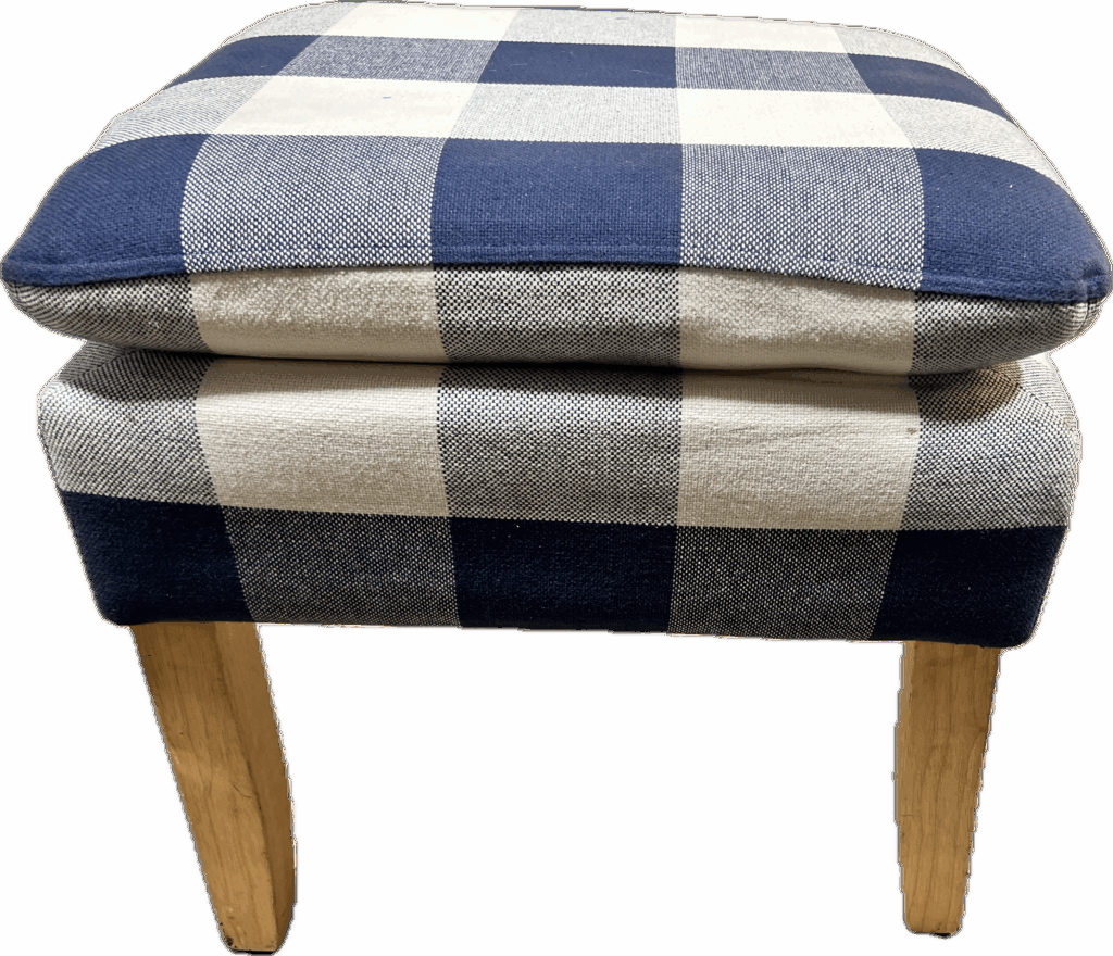 Blue Buffalo Check Ottoman