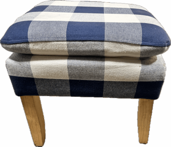 Blue Buffalo Check Ottoman