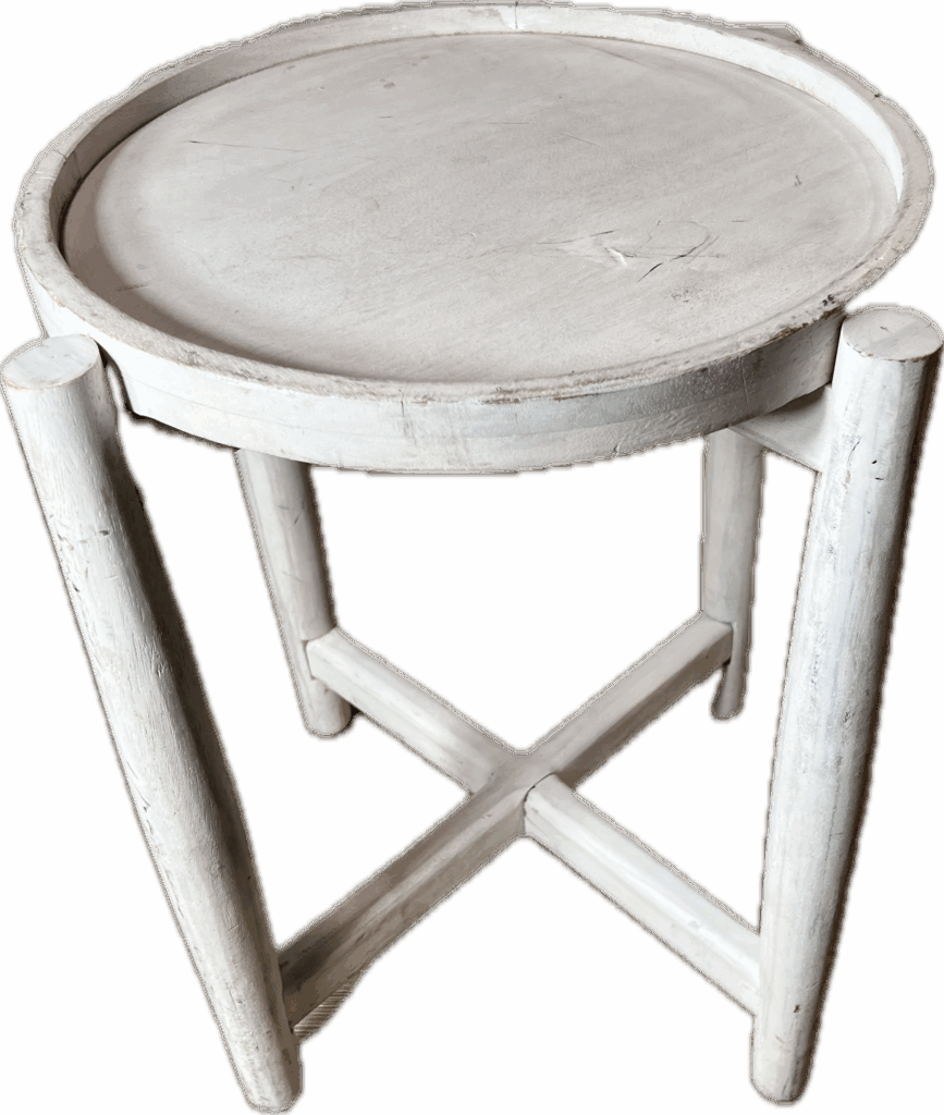 Round White Wood Table with Rustic Finish