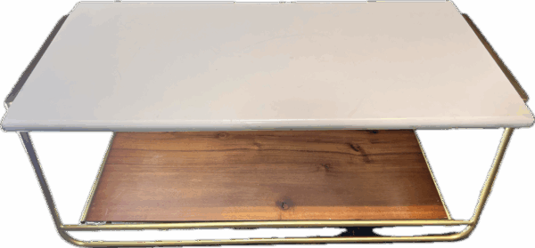 White and Wood with Gold Coffee Table