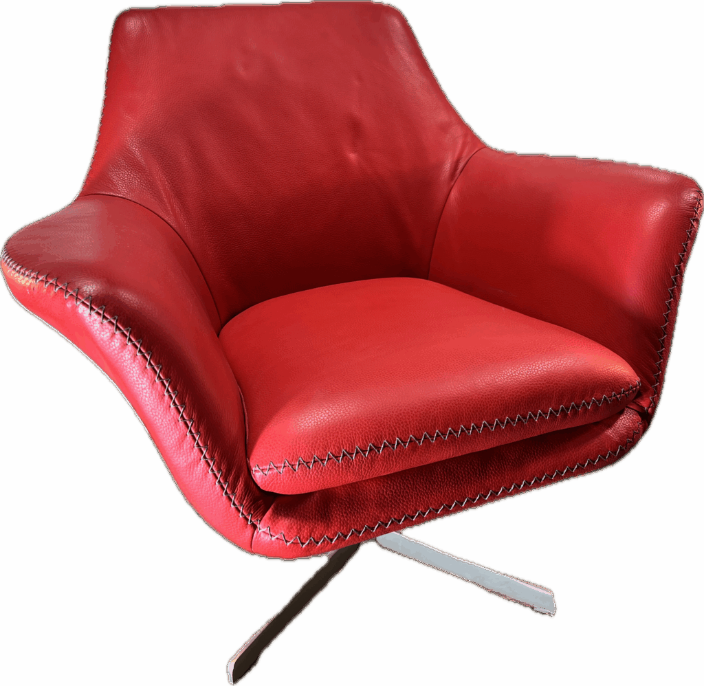 Vintage Red Leather Swivel Chair