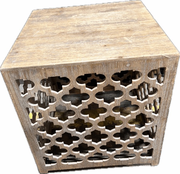 Wood Cube Table with Cut-Out Design
