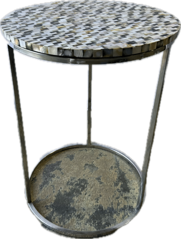 Mother of Pearl Inlay Chrome Side Table