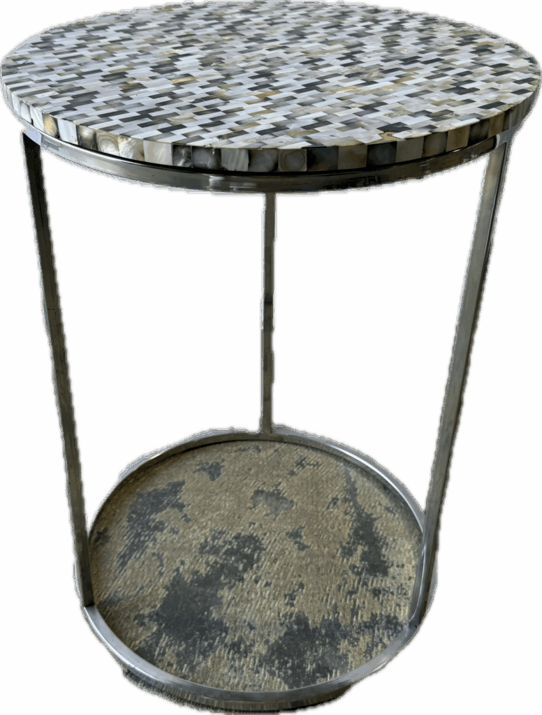 Mother of Pearl Inlay Chrome Side Table