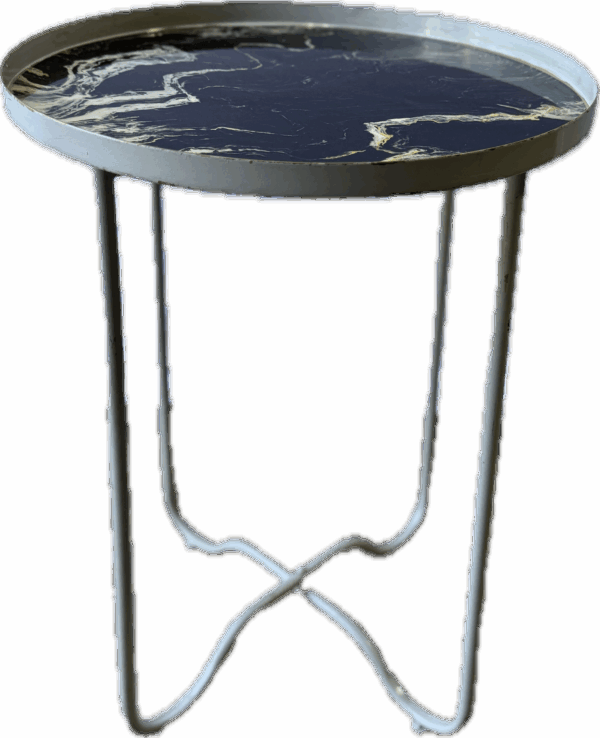 Black and White Marbled Side Table