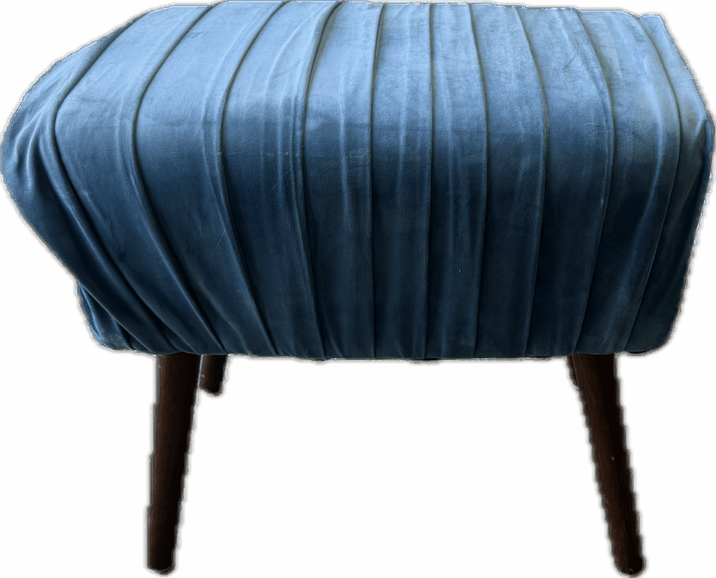 Blue Velvet Pleated Ottoman
