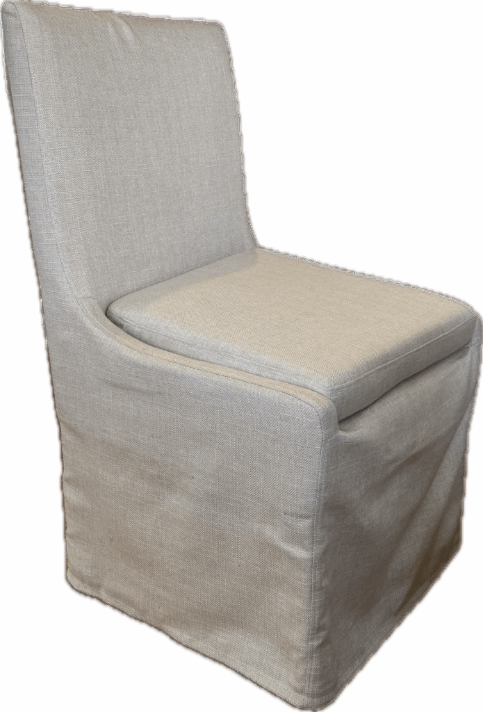 Beige Linen Slipcovered Dining Chair