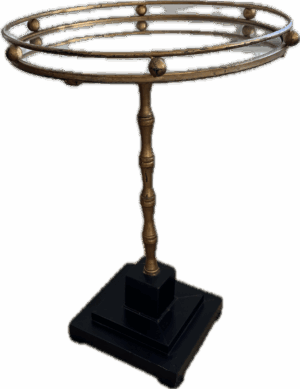Mirror Top Gold and Black Pedestal Table