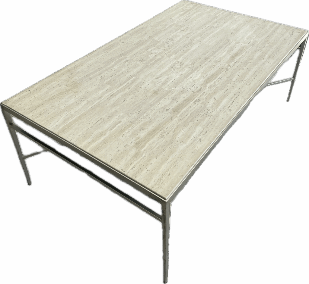 Beige Marble Cocktail Table with Silver Legs